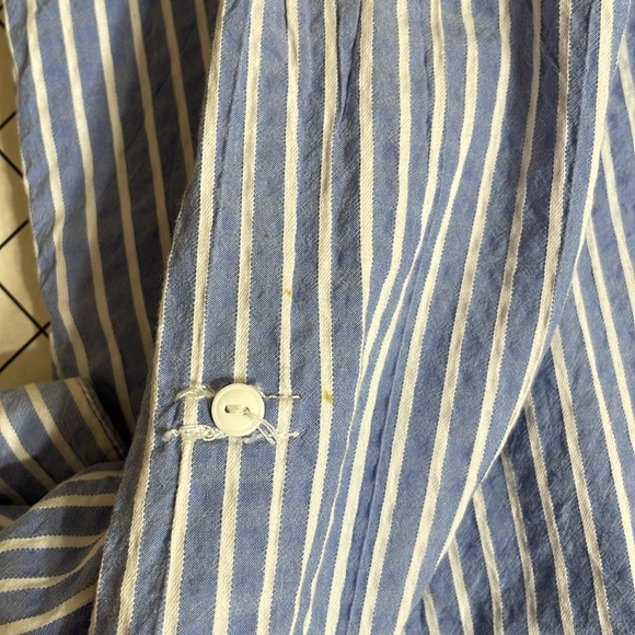 Caffe Marrakesh blue/white striped tunic, adjustable sleeves, button up w collar - Picture 9 of 9